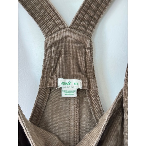 Aerie Brown Corduroy Overalls Wide Leg Adjustable Straps Size Medium M Brown - Picture 6 of 8